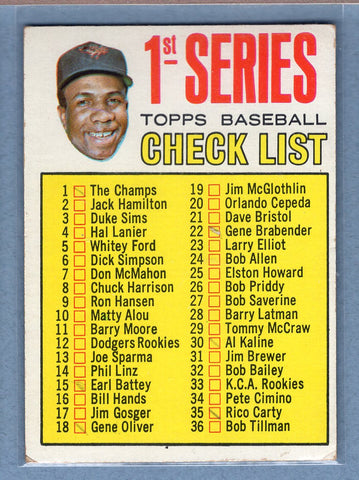 1967 Topps #62 1st Series Checklist(F. Robinson - Copyright below "R") (mk) (b) VG GO340