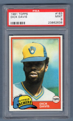 1981 Topps #183 Dick Davis PSA 9