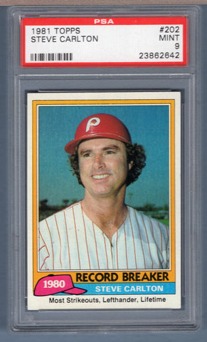 1981 Topps #202 Steve Carlton PSA 9