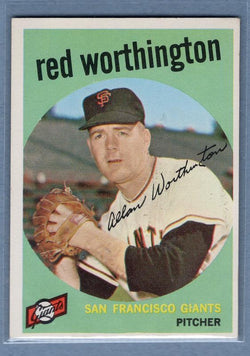 1959 Topps #28 Red Worthington EX-MT High Grade Set Break B