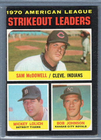 1971 Topps #71 A.L. Strikeout Leaders  EX  SB1