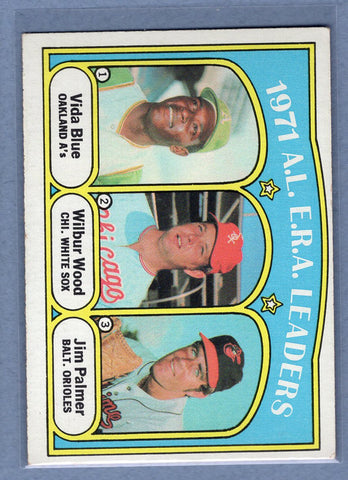 1972 Topps #92 AL ERA Leaders Blue/Wood/Palmer EX  GO500