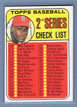 1969 Topps #107 Checklist 110-218 (Gibson) EX-MT  GO477