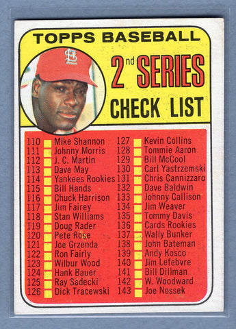 1969 Topps #107 Checklist 110-218 (Gibson) EX-MT  GO477