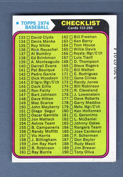 1974 Topps Baseball #263 Checklist 133-264 NM-MT 001