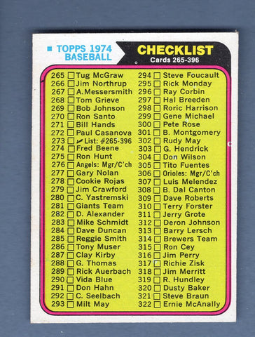 1974 Topps Baseball #273 Checklist 265-395 NM-MT 002
