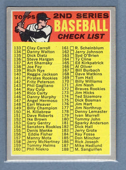 1970 Topps #128 Checklist 133-263  VG  GO695