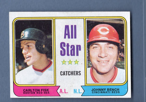 1974 Topps Baseball #331 All Star Catchers(Fisk, Bench) NM-MT 001
