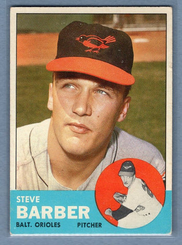 1963 Topps #12 Steve Barber VG-EX Set Break