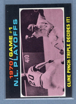 1971 Topps #199 N.L. Playoff Game 1 (Cline Pinch-Triple Decides It)  (c) EX-MT  GO775