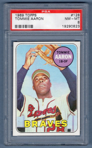 1969 Topps #128 Tommie Aaron (19290823) PSA 8