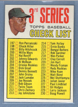 1967 Topps #191 3rd Series Checklist 197-283 (Willie Mays) (HOF) (214 is Tom Kelley) EX-MT   GO440