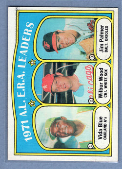 1972 Topps #92 AL ERA Leaders Blue/Wood/Palmer  EX-MT  GO315