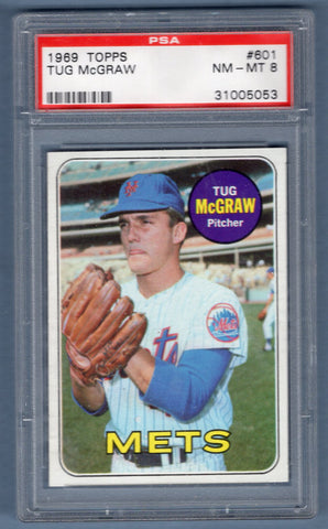 1969 Topps #601 Tug McGraw PSA 8