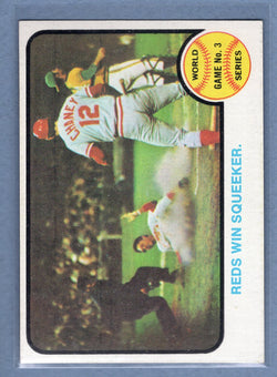 1973 Topps #205 World Series Game 3 (Reds Win Squeeker)  EX-MT  GO550