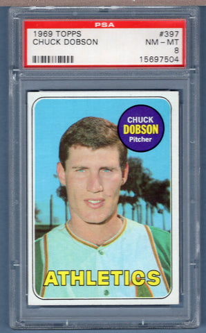 1969 Topps #397 Chuck Dobson (15697504) PSA 8