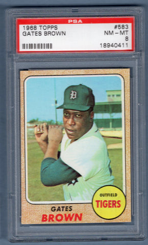 1968 Topps #583 Gates Brown (18940411) PSA 8