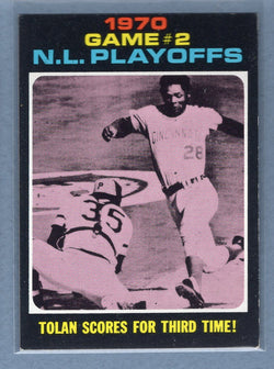 1971 Topps #200 N.L. Playoff Game 2 (Tolan Scores For Third Time)  (c) EX-MT  GO775