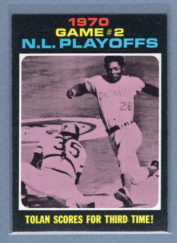 1971 Topps #200 N.L. Playoff Game 2 (Tolan Scores For Third Time)  (d) EX-MT  GO775