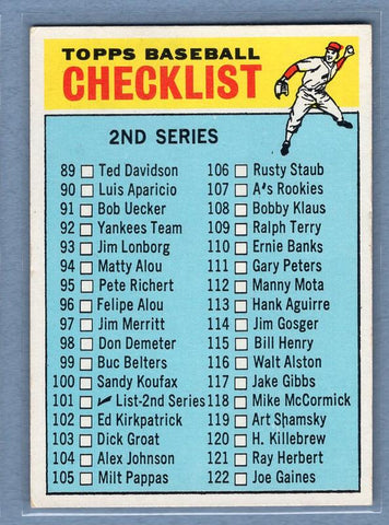 1966 Topps #101 Checklist 89-176 (Henry) EX GO153