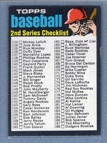 1971 Topps #123 Checklist 133-263 (Number Centered)  (b) EX-MT  GO340