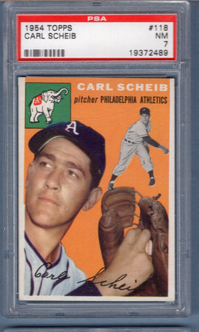 1954 Topps #118 Carl Scheib (19372489) PSA 7