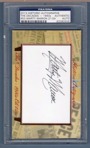2013 Historic Autographs The Decades 1940's Marty Marion 21/24
