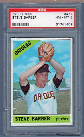 1966 Topps #477 Steve Barber (31741409) PSA 8