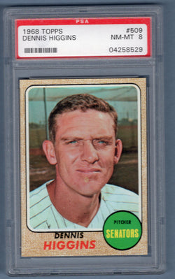 1968 Topps #509 Dennis Higgins (04258529) PSA 8