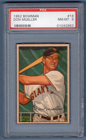 1952 Bowman #18 Don Mueller (01042983) PSA 8