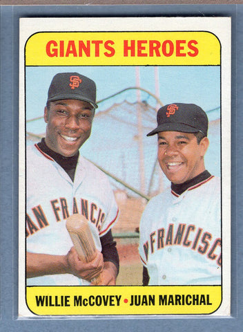 1969 Topps #572 Giant Heroes (Marichal, McCovey) EX  GOY