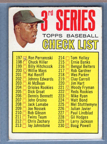 1967 Topps #191 3rd Series Checklist 197-283 (Willie Mays) (HOF) (mk) VG  GO368