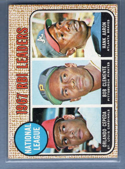 1968 Topps #3 NL RBI Leaders (Clemente, Aaron, etc.) EX  GO588