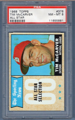 1968 Topps #376 Tim McCarver All Star (11655881) PSA 8