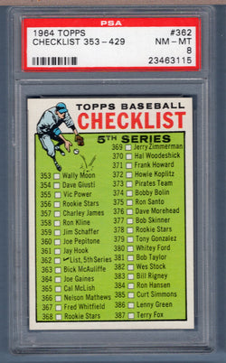 1964 Topps #362 5th Series Checklist (23463115) PSA 8