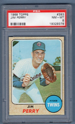 1968 Topps #393 Jim Perry (19329378) PSA 8