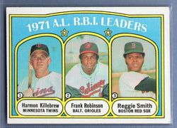 1972  Topps #88 AL RBI Leaders (Killebrew, F. Robinson, R. Smith) Ex-Nm