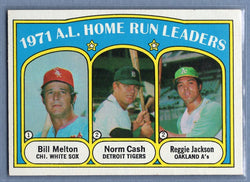 1972  Topps #90 A.L. Home Run Leaders (Cash, Jackson, Melton) Ex-Nm
