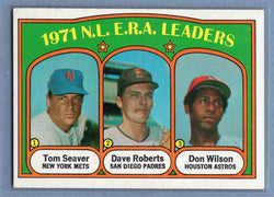 1972  Topps #91 NL ERA Leaders (Seaver, Roberts, Wilson) Ex-Nm