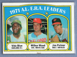 1972  Topps #92 AL ERA Leaders (Palmer, Blue, Wood) Ex-Nm