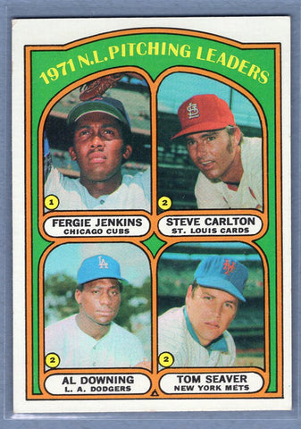 1972  Topps #93 NL Pitching Leaders (Jenkins, Carlton, Seaver) Ex-Nm