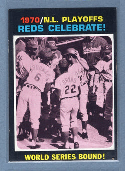 1971 Topps #202 Reds Celebrate (WS Bound)  (a) EX-MT  GO340