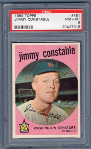 1959 Topps #451 Jimmy Constable (20427318) PSA 8