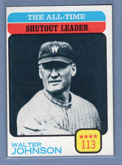 1973 Topps #476 All-Time Shutout Leader (Walter Johnson)  EX  GO550