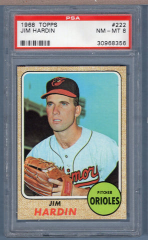 1968 Topps #222 Jim Hardin (30968356) PSA 8