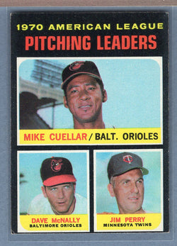 1971 Topps #69 A.L.Pitching Leaders (Cuellar) (a) EX  GO950