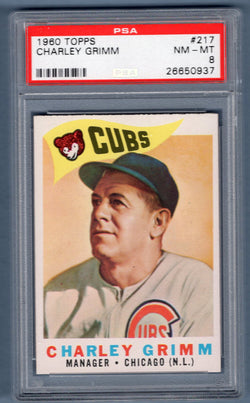 1960 Topps #217 Charley Grimm (26650937) PSA 8