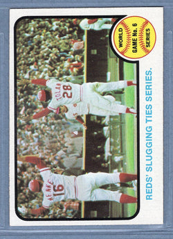 1973 Topps #208 World Series Game 6 ( Reds' Slugging Ties Serries)  (a) EX-MT  GO669