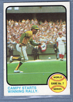 1973 Topps #209 World Series Game 7 (Campy Starts Winning Rally)  (a) EX-MT  GO669