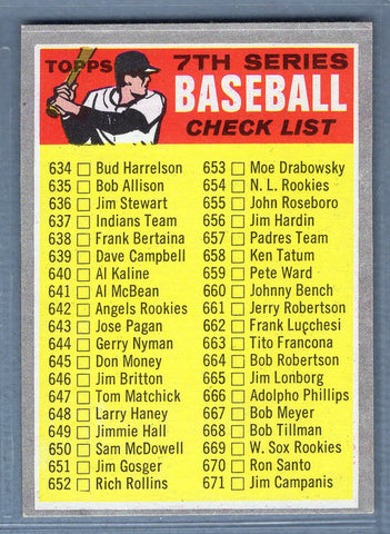1970 Topps #588 7th Series Check List (634-720) (666 is Adolpho Phillips)  EX-MT  SB2